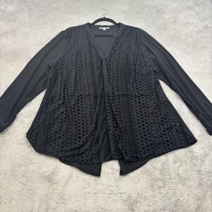 NY Collection Velvet Burnout Tunic Top Womens 3X Black Split‎ Back Whimsigoth